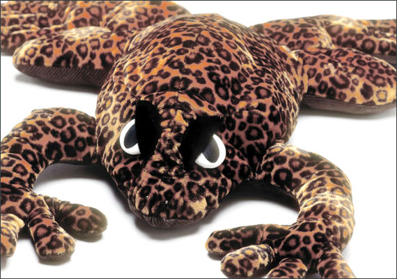 Custom plush Frog made with leopoard velvet fabric