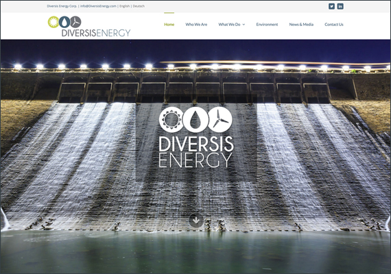 This website was designed and crafted through wordpress in collaboration with j  n’ j media, with graphic and technical development by anne sprott. <i>www.diversisenergy.com/</i>