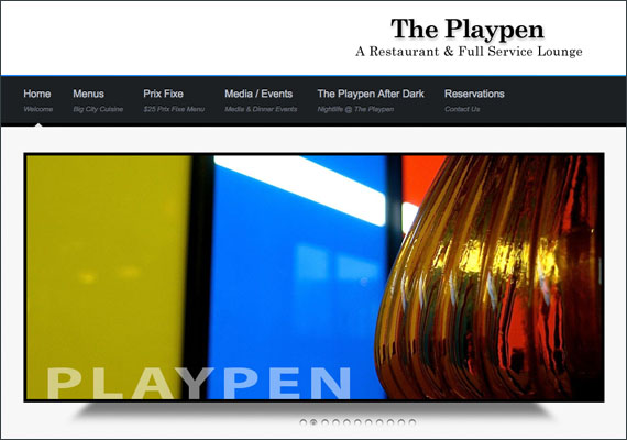 The Playpen ~ A Restaurant and Full Service Lounge. I collaborated with my clients to create the look and feel of this website. Was responsible for monthly updates and digital design for the website.